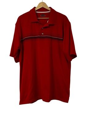 Lone Cypress Pebble Beach Men's Golf Polo in size XL Red Black Stripes